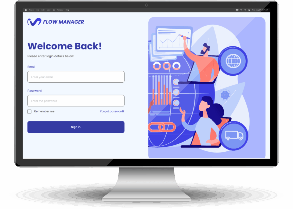 Mockup of login page